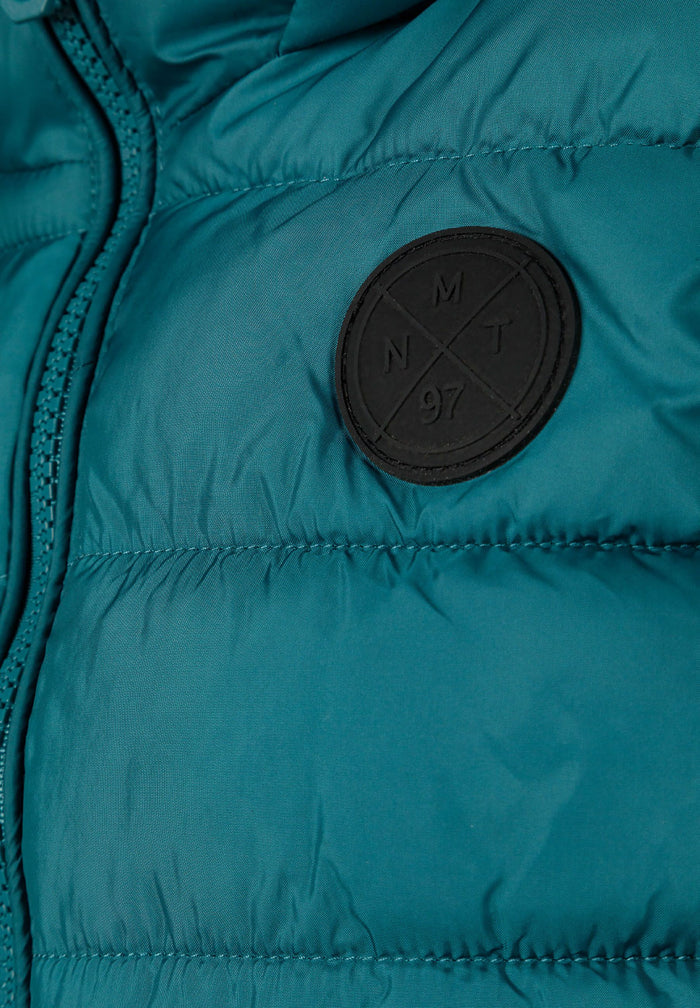 Quilted Padded Gilet, Teal, Detachable Hood - 6