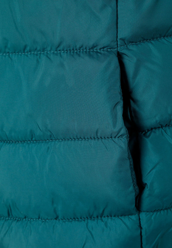Quilted Padded Gilet, Teal, Detachable Hood - 7