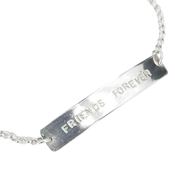 Bracelet - FRIENDS FOREVER Stamped Plate (Sterling Silver) by imakecutestuff