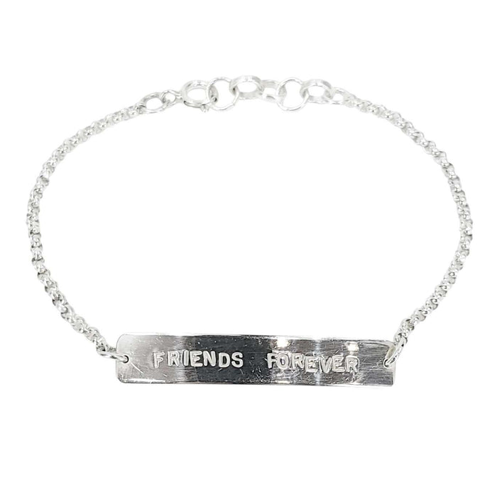 Bracelet - FRIENDS FOREVER Stamped Plate (Sterling Silver) by imakecutestuff