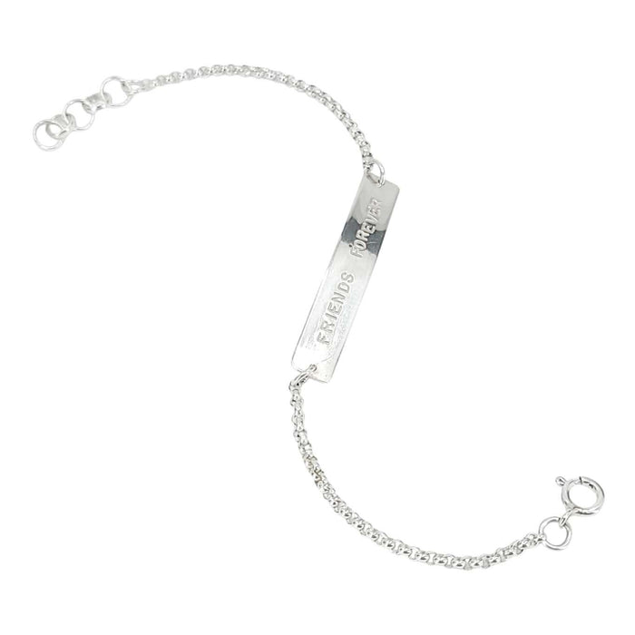 Bracelet - FRIENDS FOREVER Stamped Plate (Sterling Silver) by imakecutestuff