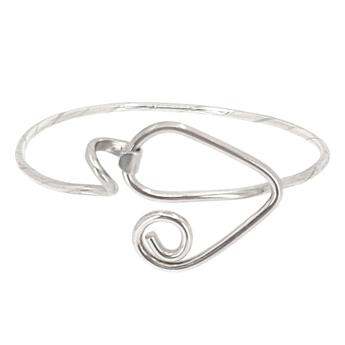 Bracelet - Loopback Heart Spiral Latching Bangle (Sterling Silver) by imakecutestuff