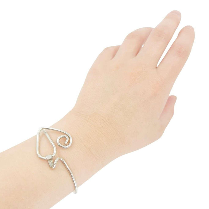 Bracelet - Loopback Heart Spiral Latching Bangle (Sterling Silver) by imakecutestuff