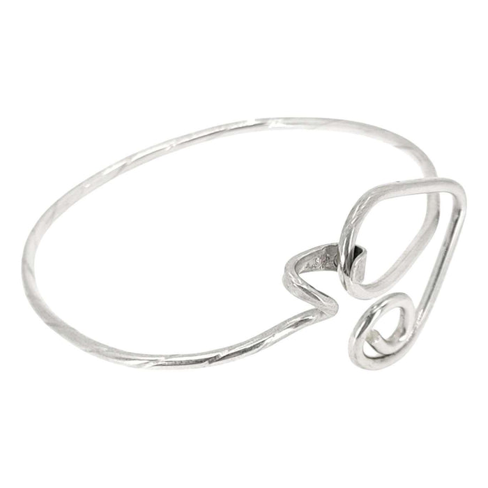 Bracelet - Loopback Heart Spiral Latching Bangle (Sterling Silver) by imakecutestuff