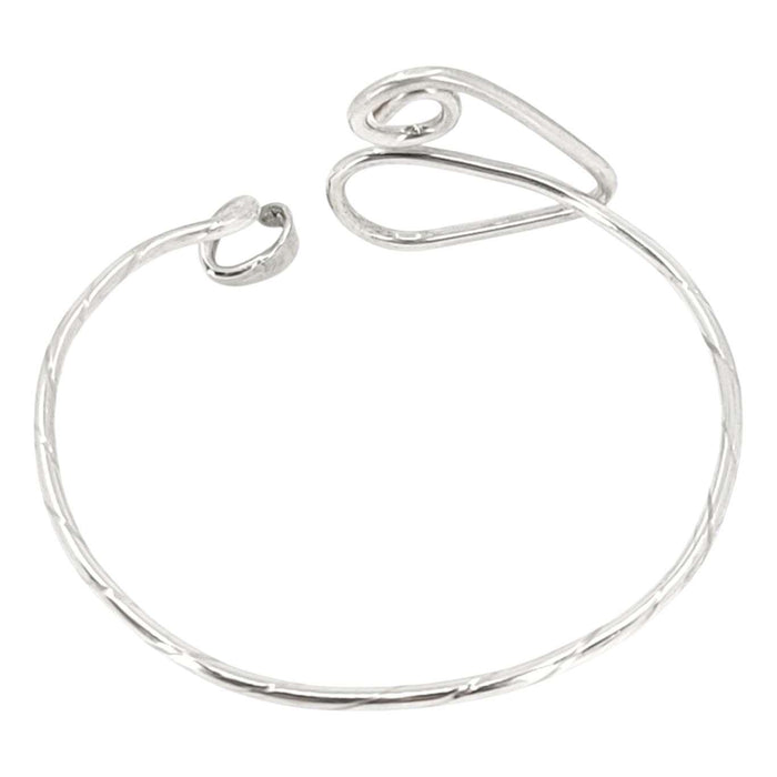 Bracelet - Loopback Heart Spiral Latching Bangle (Sterling Silver) by imakecutestuff