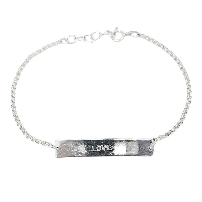 Bracelet - LOVE Stamped Plate (Sterling Silver) by imakecutestuff