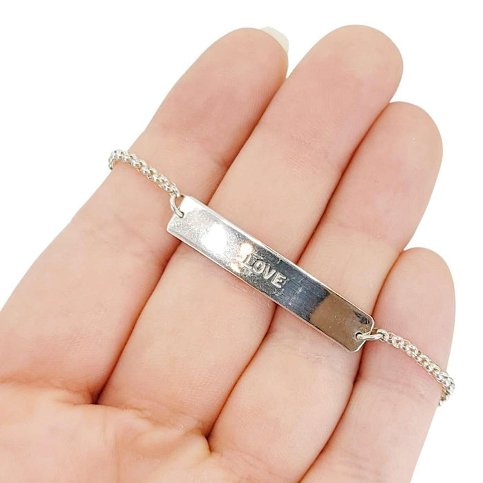 Bracelet - LOVE Stamped Plate (Sterling Silver) by imakecutestuff