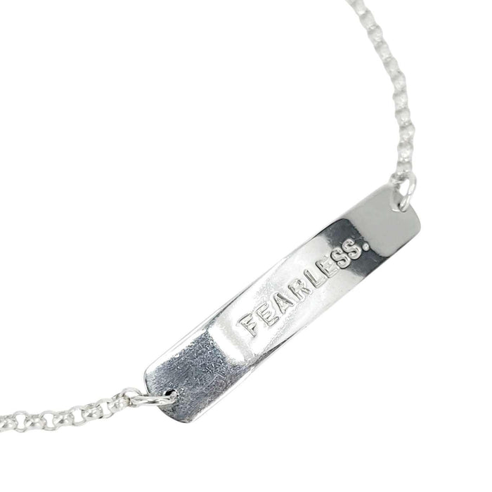 Bracelet/Anklet - FEARLESS Stamped Plate (Sterling Silver) by imakecutestuff