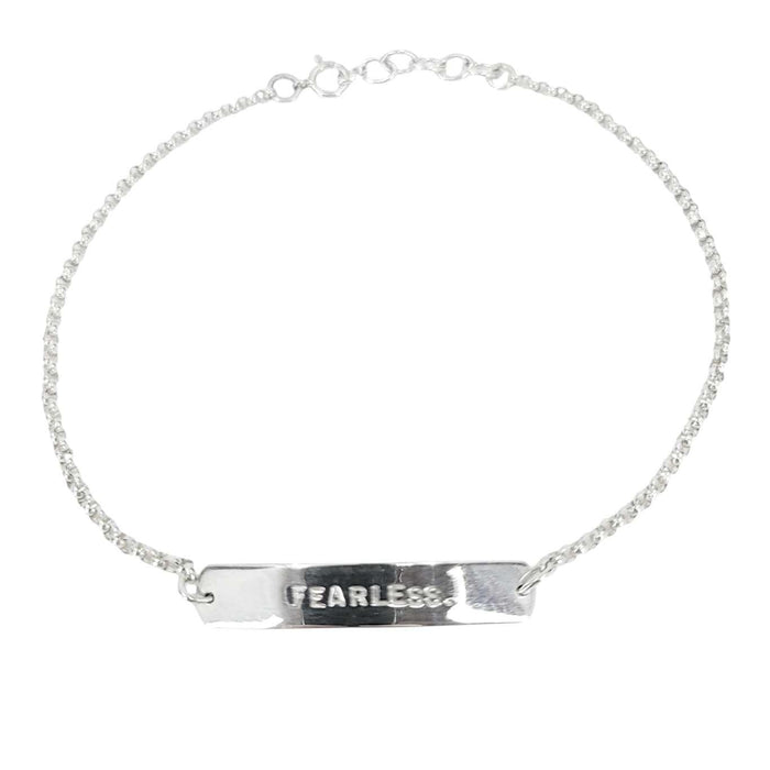 Bracelet/Anklet - FEARLESS Stamped Plate (Sterling Silver) by imakecutestuff