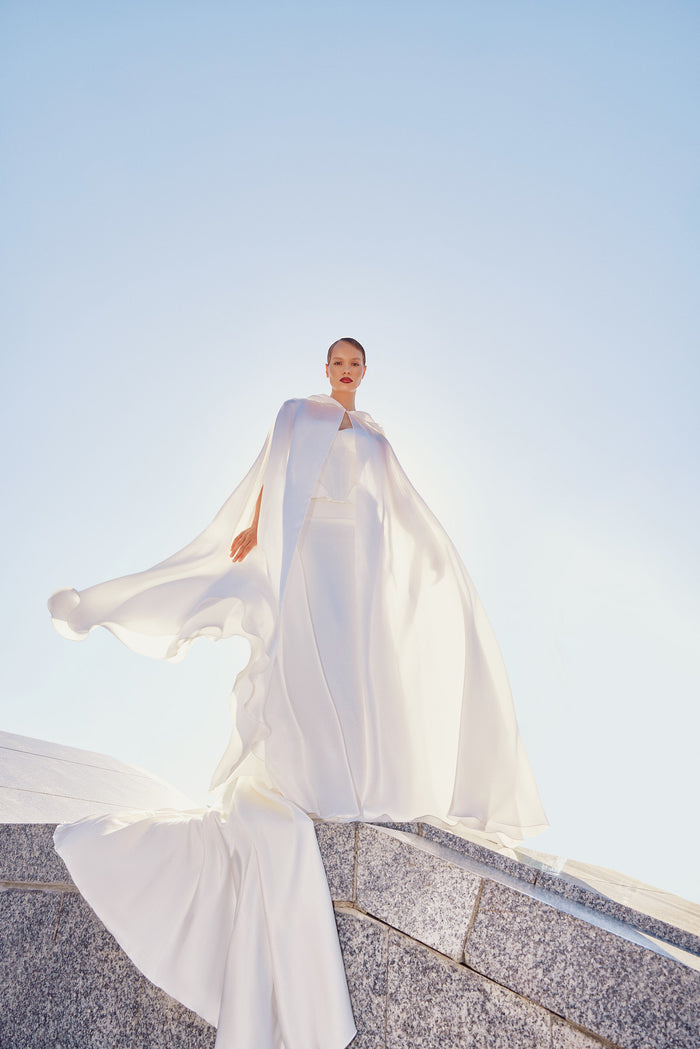 Bridal Chiffon Cover Up With Hood Wade
