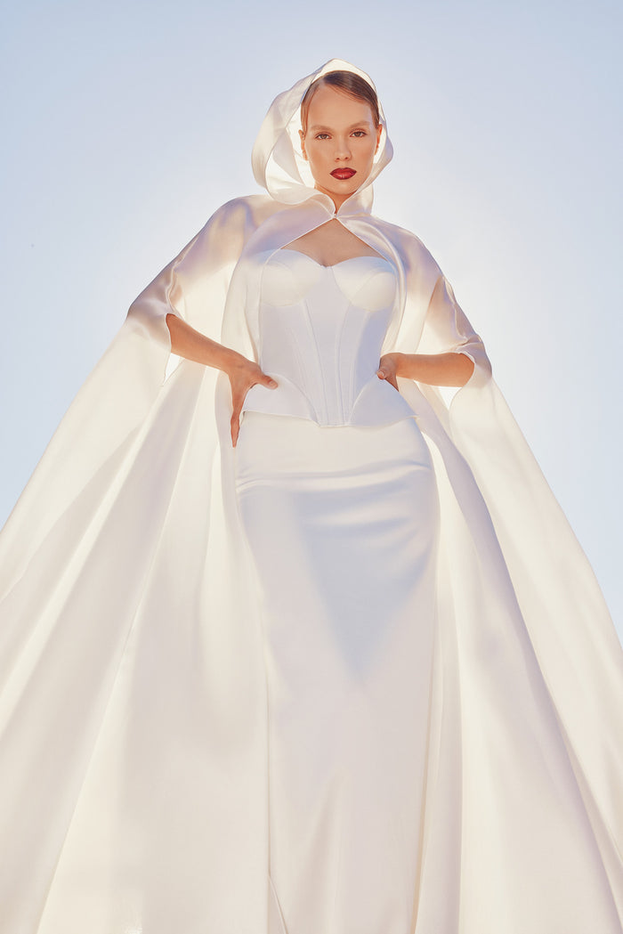 Bridal Chiffon Cover Up With Hood Wade