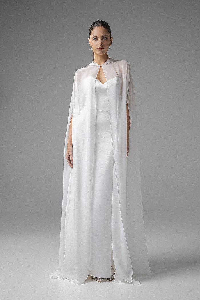 Bridal Chiffon Cover Up With Hood Wade