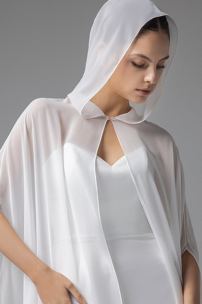 Bridal Chiffon Cover Up With Hood Wade
