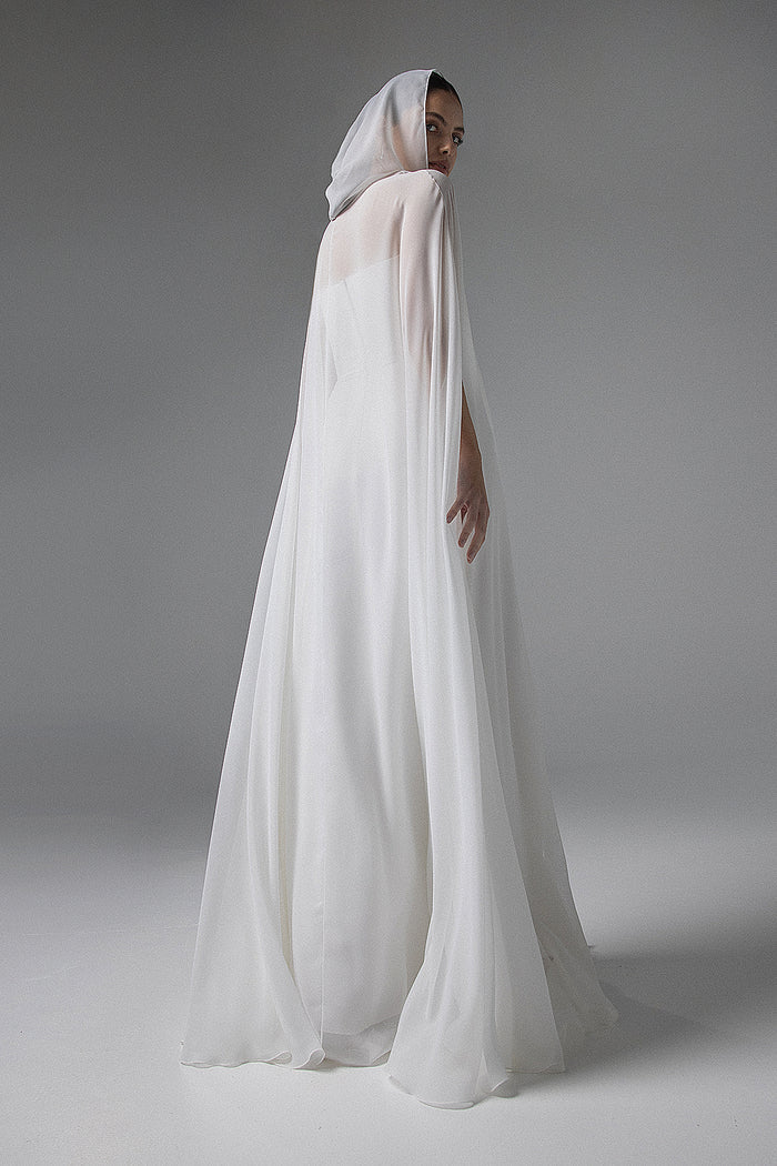 Bridal Chiffon Cover Up With Hood Wade