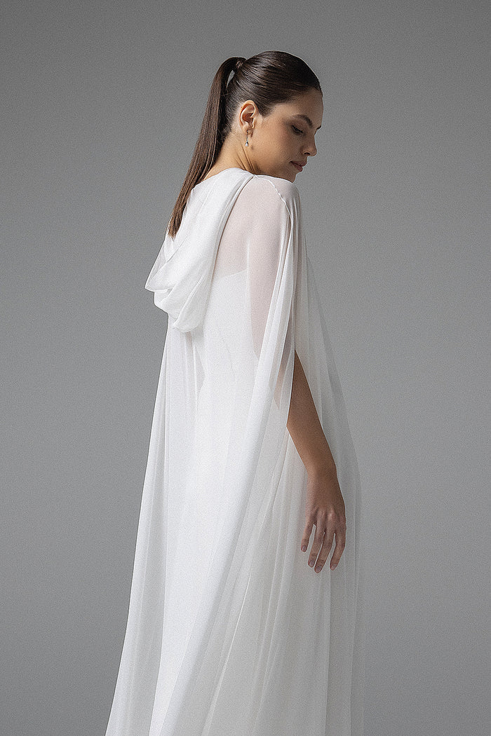 Bridal Chiffon Cover Up With Hood Wade