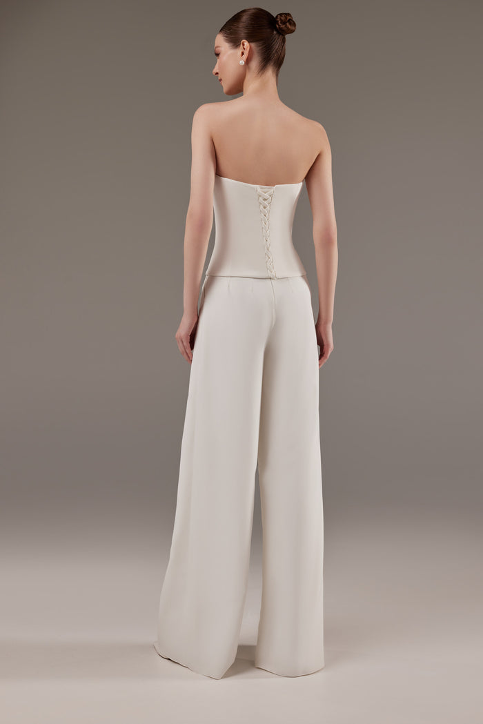 Bridal Crepe Palazzo Pants With Pockets Andrea