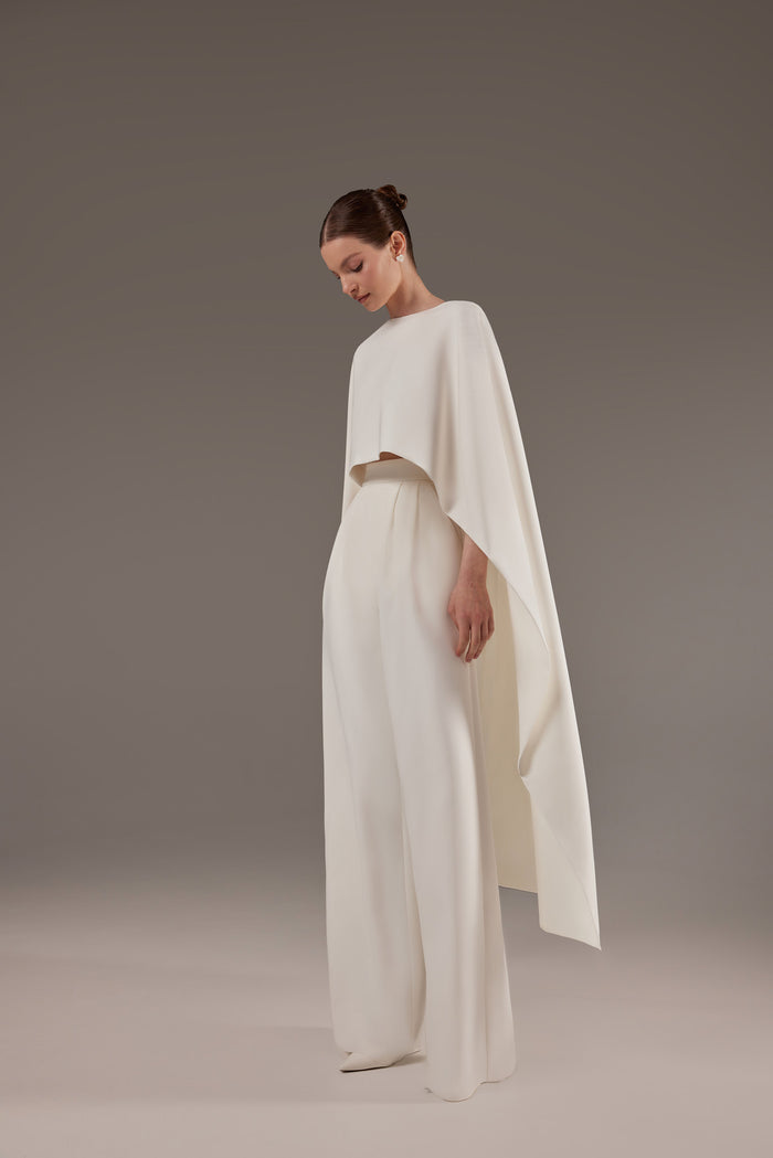 Bridal Crepe Palazzo Pants With Pockets Andrea