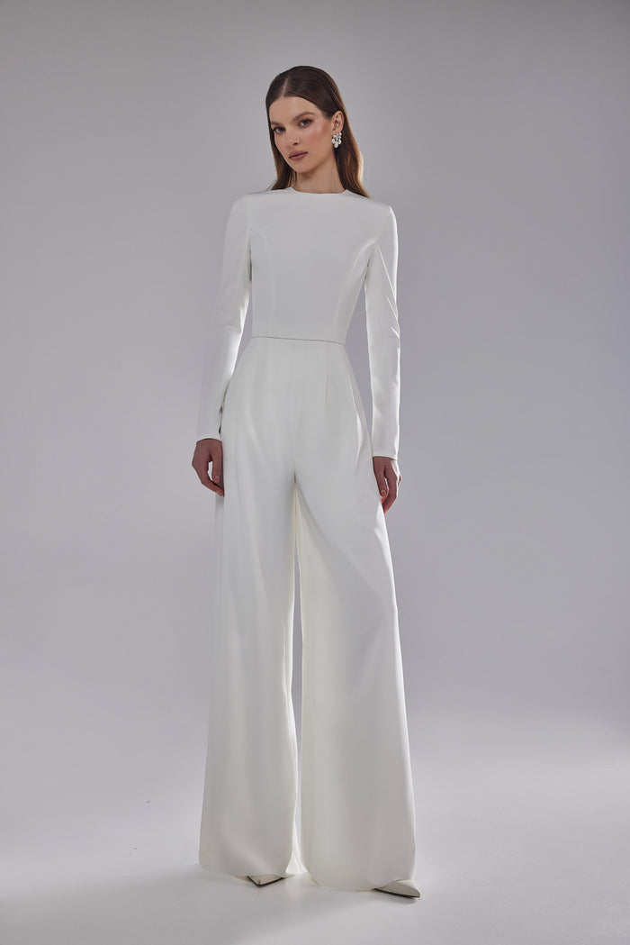 Bridal Crepe Palazzo Pants With Pockets Andrea