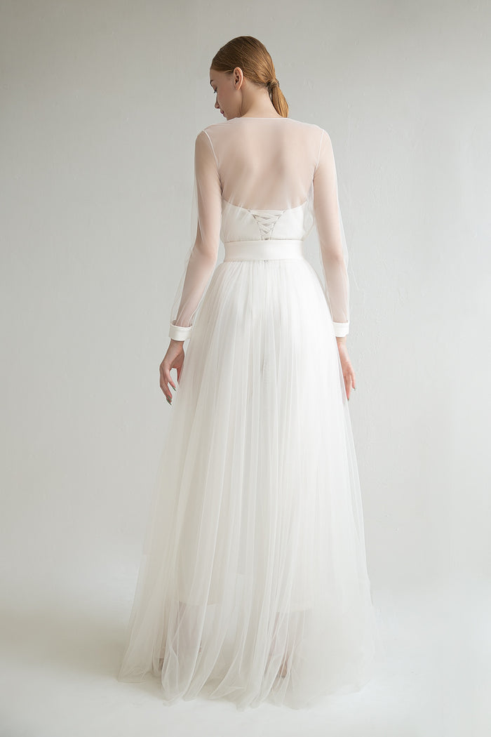 Bridal Jumpsuit With Long Sleeve Cape Donna