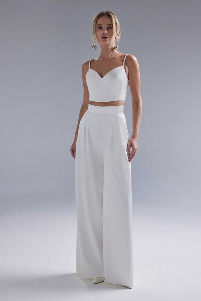 Bridal Satin Palazzo Pants With Pockets Andrea