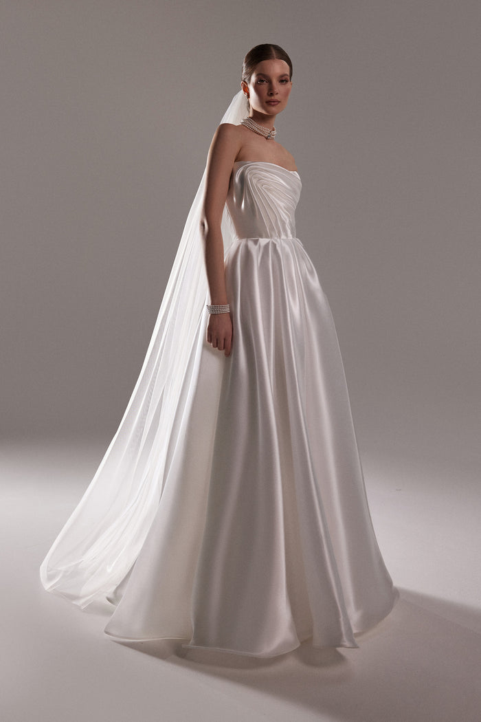 Bridal Veil with Blusher and Lace Edge - Nelly