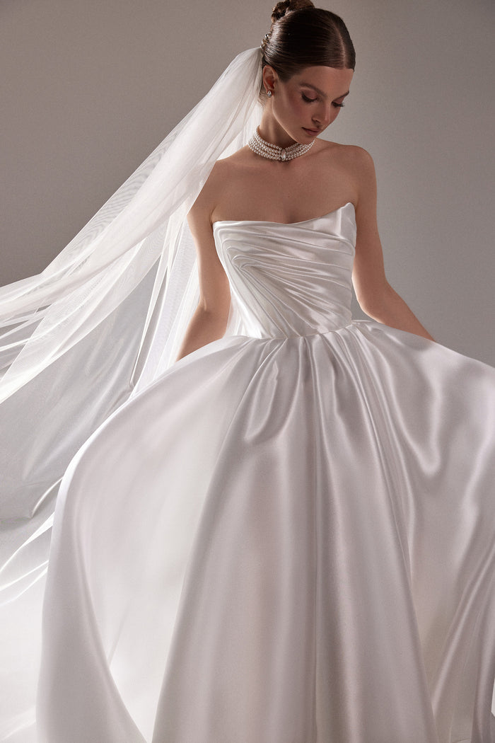 Bridal Veil with Blusher and Lace Edge - Nelly