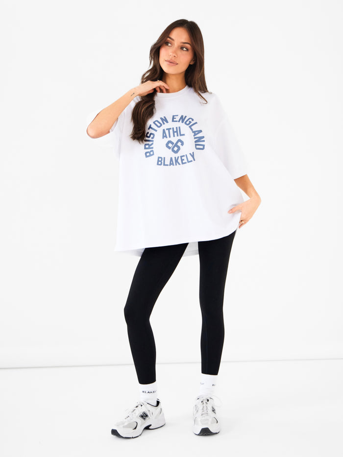 Briston Ultra Oversized T-Shirt - White & Steel Blue