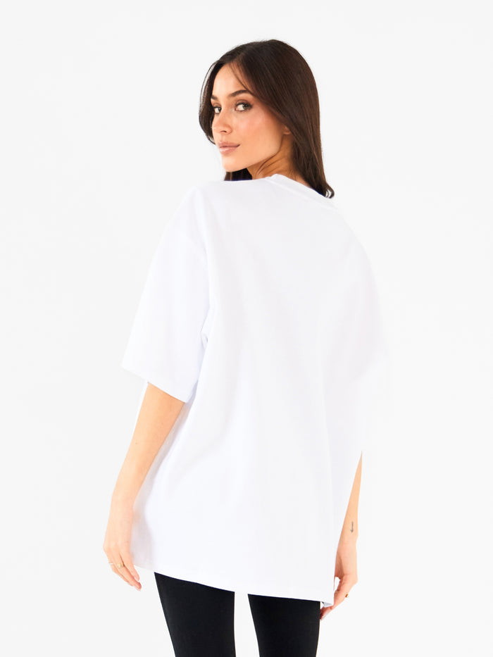 Briston Ultra Oversized T-Shirt - White & Steel Blue