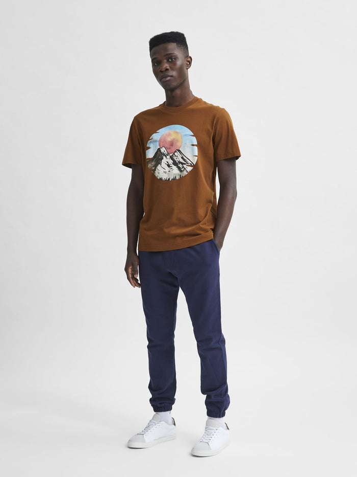 Brown Graphic Print Crew Neck T-Shirt
