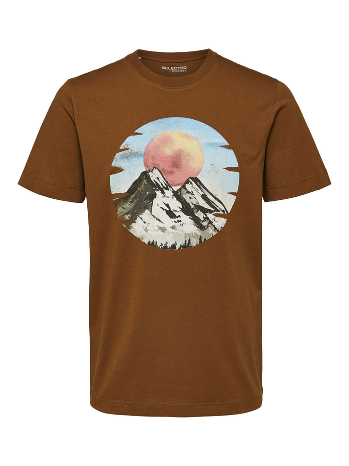 Brown Graphic Print Crew Neck T-Shirt