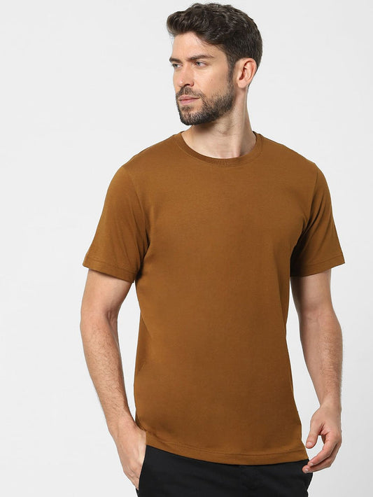 Brown Organic Cotton Crew Neck T-Shirt