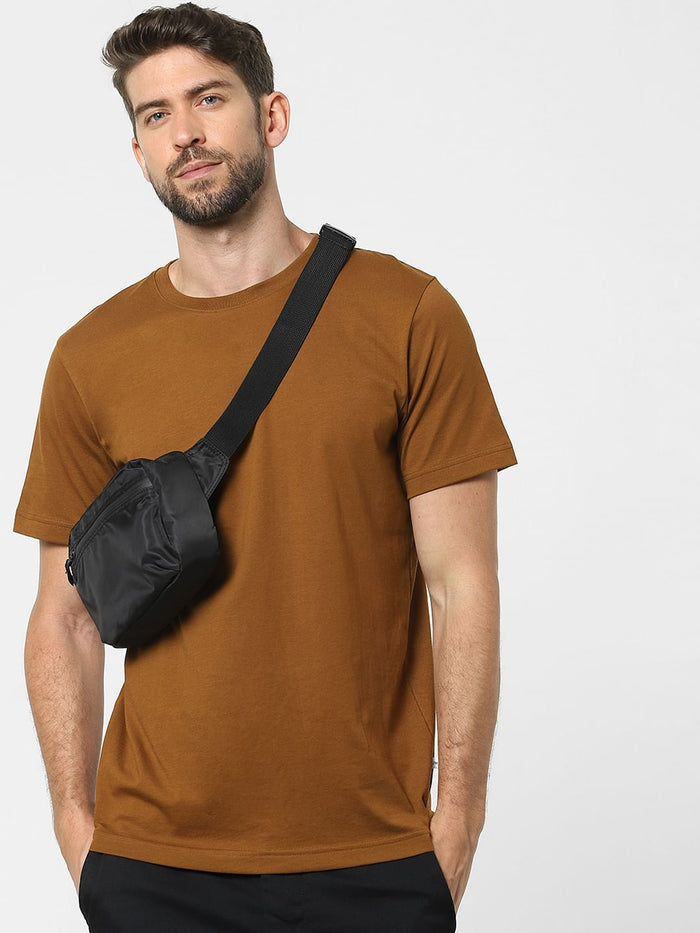 Brown Organic Cotton Crew Neck T-Shirt