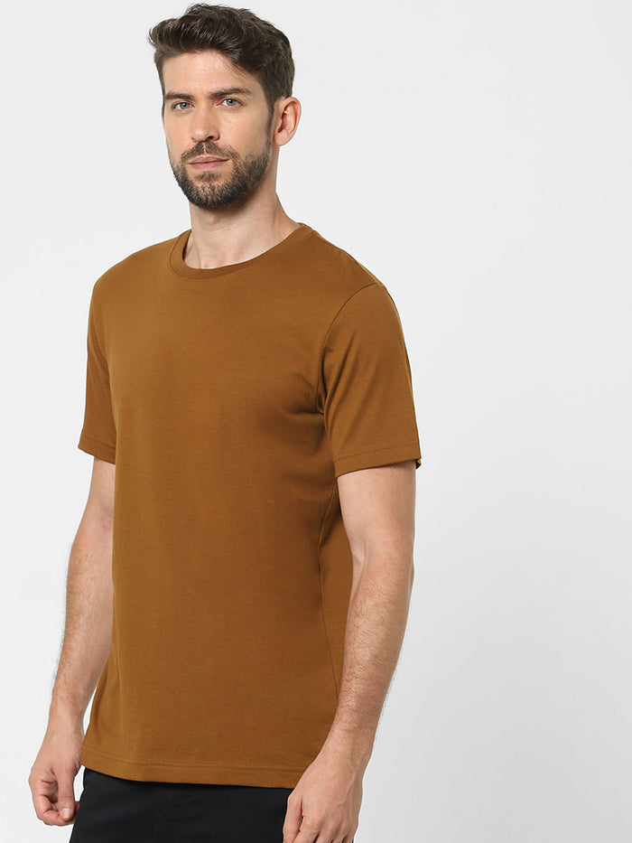 Brown Organic Cotton Crew Neck T-Shirt