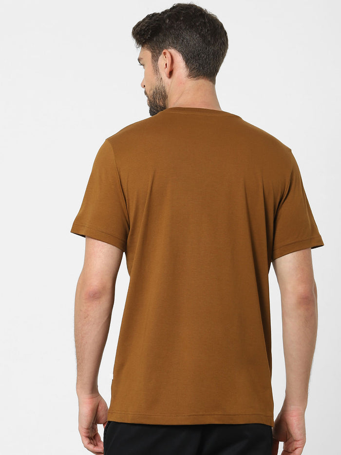 Brown Organic Cotton Crew Neck T-Shirt
