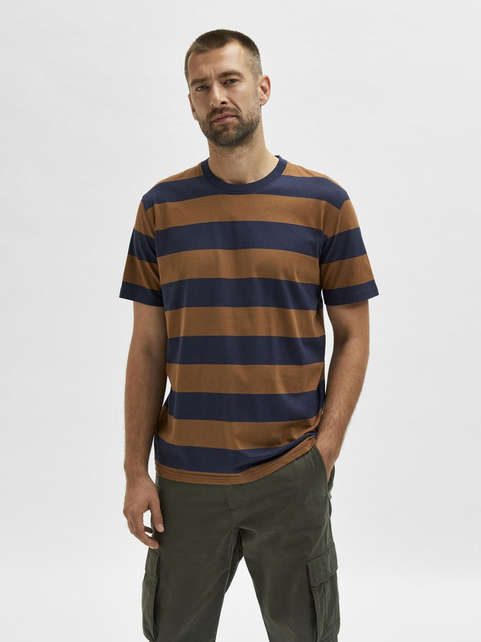 Brown Striped Crew Neck T-Shirt