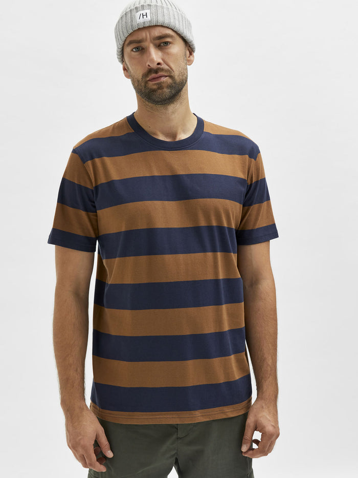 Brown Striped Crew Neck T-Shirt