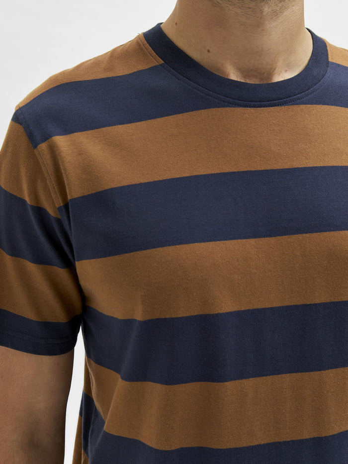 Brown Striped Crew Neck T-Shirt