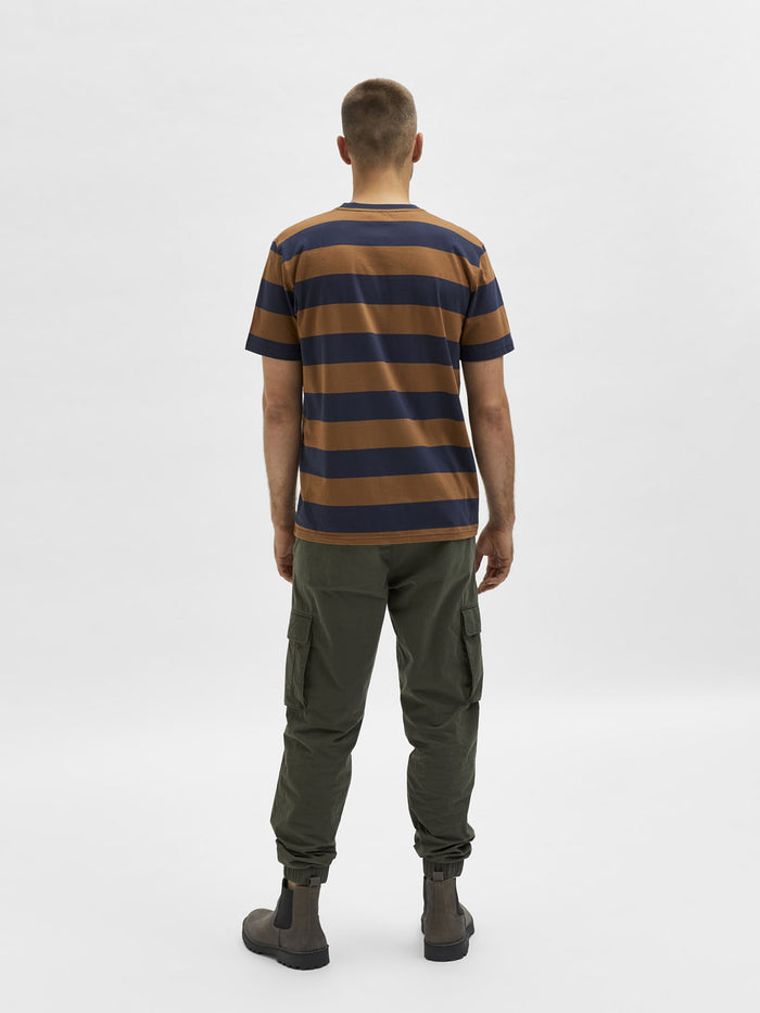 Brown Striped Crew Neck T-Shirt