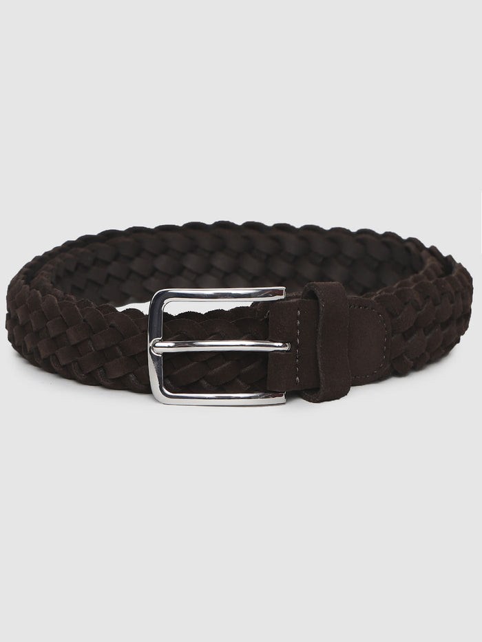 Brown Suede Braided Belt