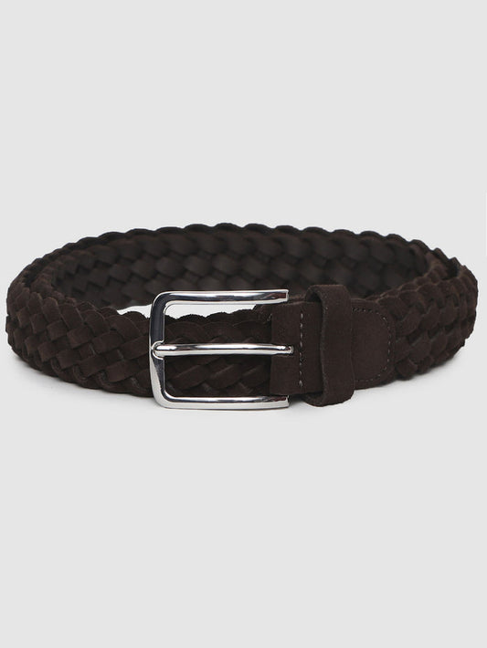 Brown Suede Braided Belt