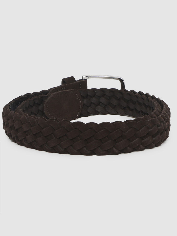 Brown Suede Braided Belt