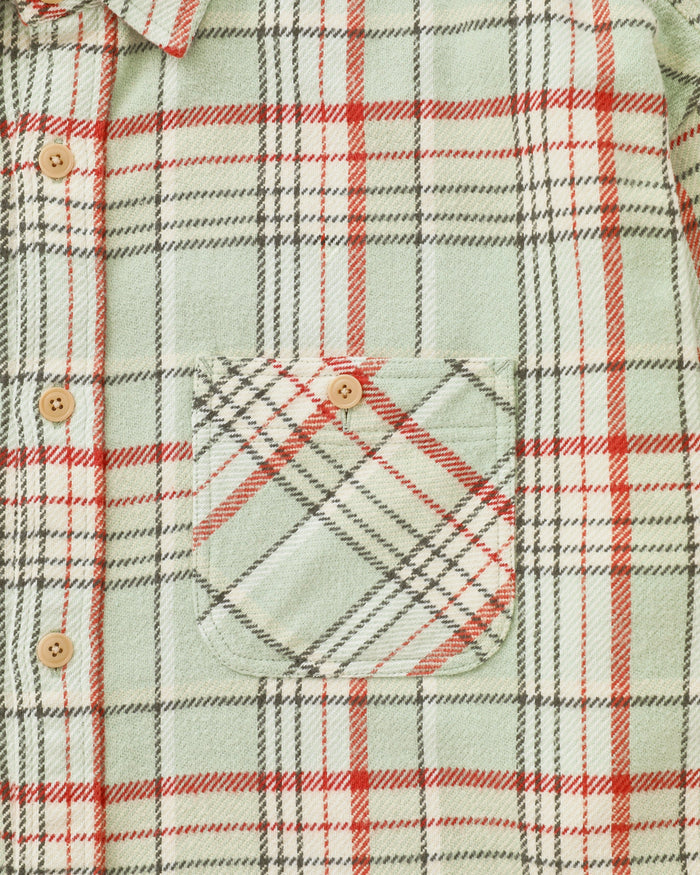 Brushed Plaid Shirt Pale Green