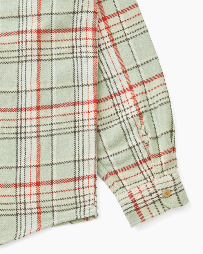 Brushed Plaid Shirt Pale Green