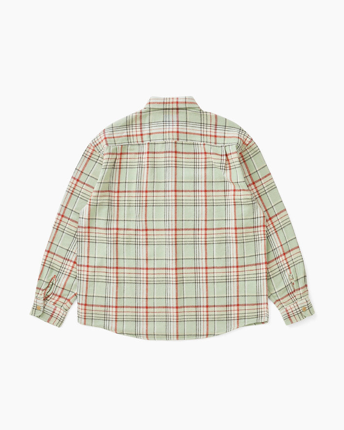 Brushed Plaid Shirt Pale Green