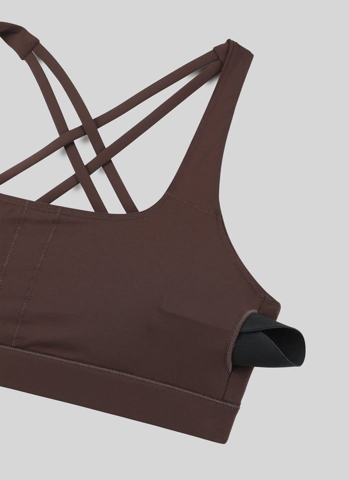 CRZ YOGA Womens Butterbreeze Padded Square Neck Sports Bra Training Hot Fudge Brown