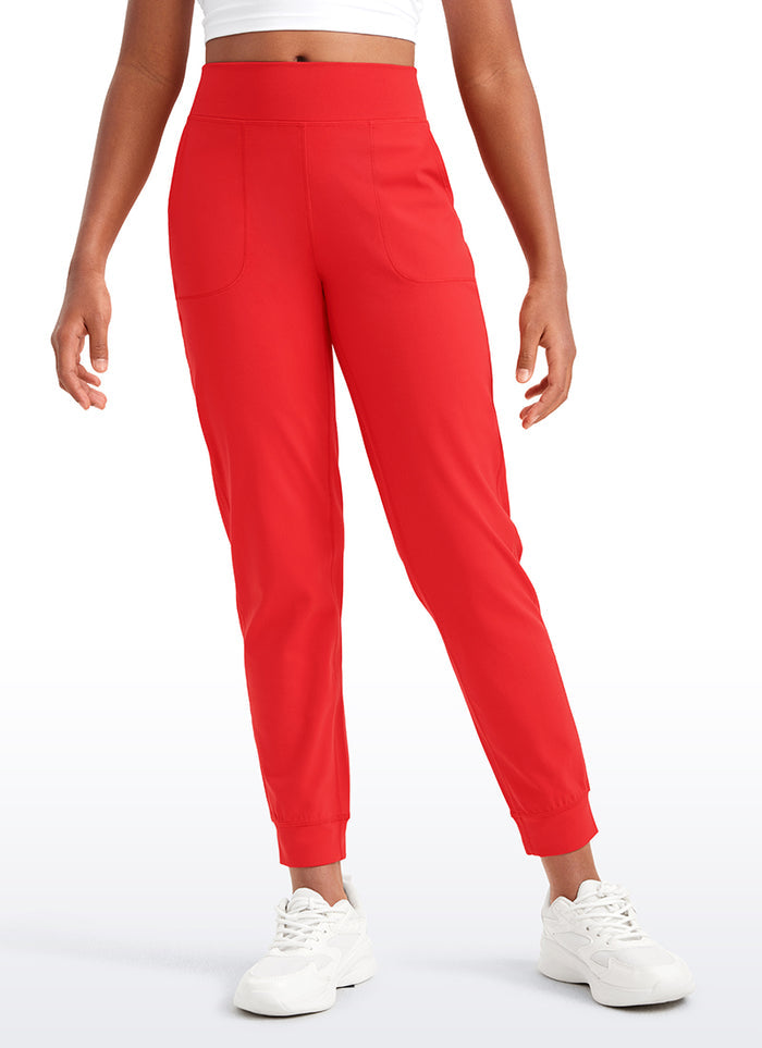 CRZ YOGA Butterlift Girls Joggers with Pockets Running Pants Deep Red