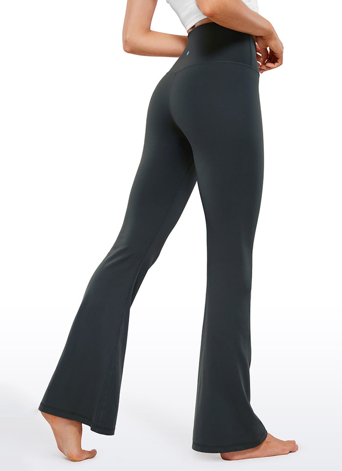 CRZ YOGA Women Butterluxe V Crossover High Waist Flare Leggings 31" Dark Green