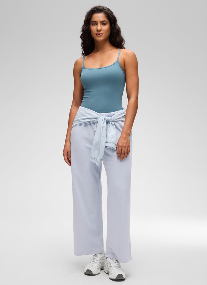 CRZ YOGA Women's Butterluxe Casual Scoop Neck U Back Double Lined Tank Blue Ashes