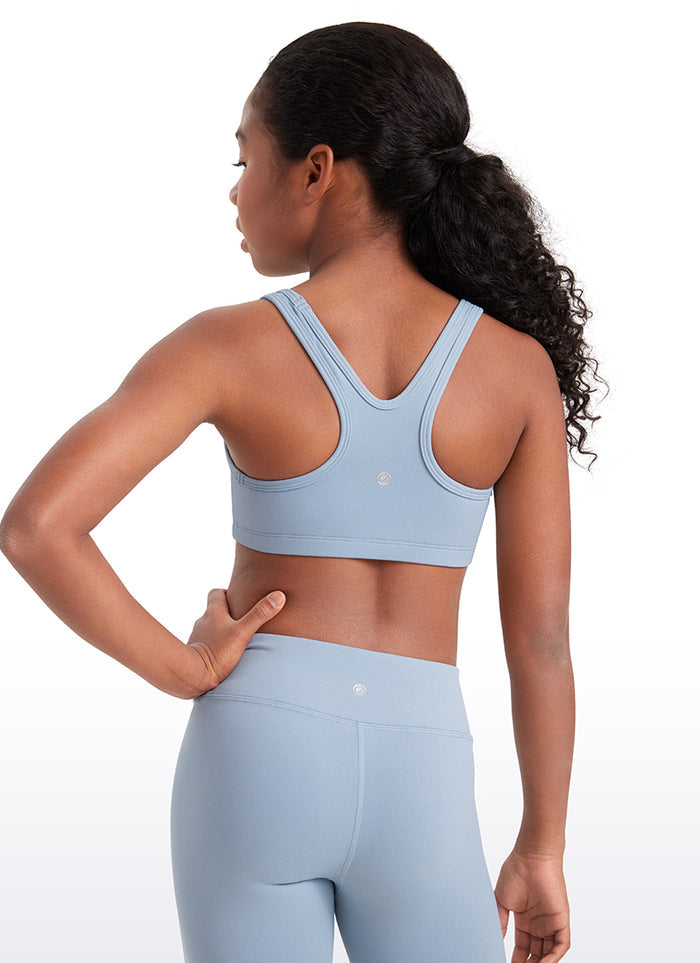 CRZ YOGA  Girl’s Butterluxe Scoop Neck Racerback Yoga Bra Cambric Blue