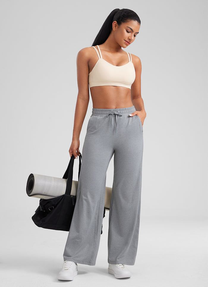 CRZ YOGA Women's Yoga Molded Cup Butterluxe Strappy Bra V Neck White Apricot